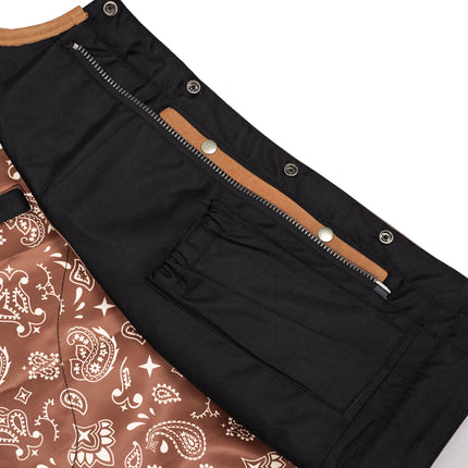 Men's Brown Leather Diamond Stitch Low-Cut Biker Vest