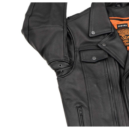 ML Men's Premium Leather Motorcycle Big Tall Jacket w/ Utility Pockets