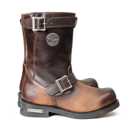 ML Men's Copper Forge Dark Brown Leather Engineer Motorcycle Boots