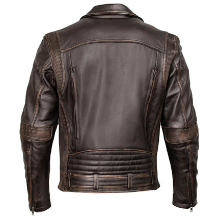 Men's Vintage Brown Brando Leather Jacket w/ Lapel Collar