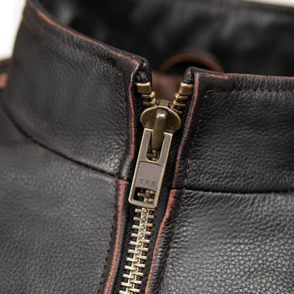 ML Men's Copperline Black Leather Moto Cafe Racer Jacket