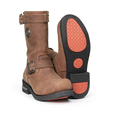 ML Men's Copper Forge Crazy Horse Brown Leather Engineer Biker Boots