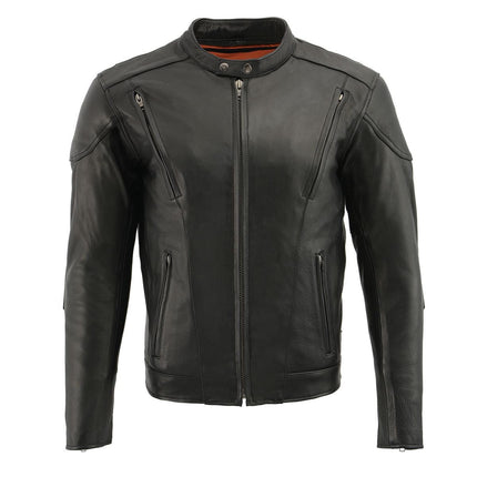 ML Men's Black Vented Big Tall Motorcycle Scooter Jacket w/ Side Lace