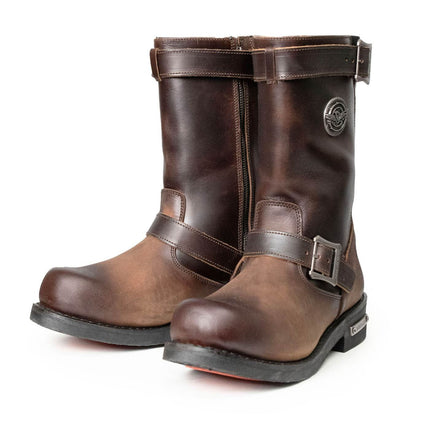ML Men's Copper Forge Dark Brown Leather Engineer Motorcycle Boots