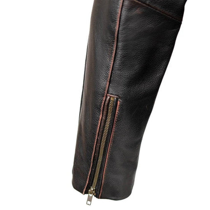 ML Men's Copperline Black Leather Moto Cafe Racer Jacket