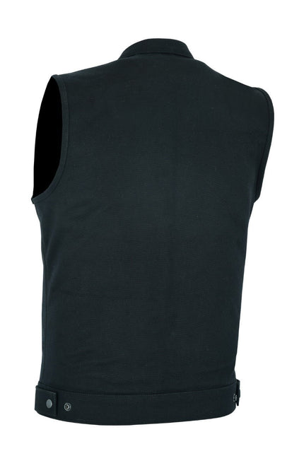 Men's Black Club Style Denim Biker Vest