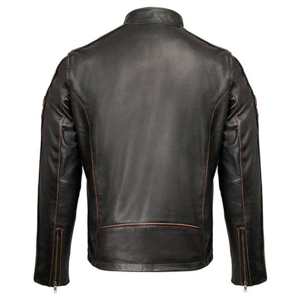 ML Men's Copperline Black Leather Moto Cafe Racer Jacket
