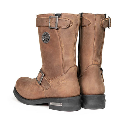ML Men's Copper Forge Crazy Horse Brown Leather Engineer Biker Boots