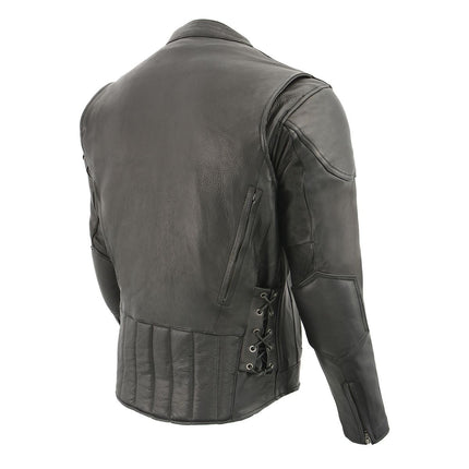 ML Men's Black Vented Big Tall Motorcycle Scooter Jacket w/ Side Lace