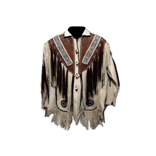 Men's Native American Fringe Leather Western Jacket