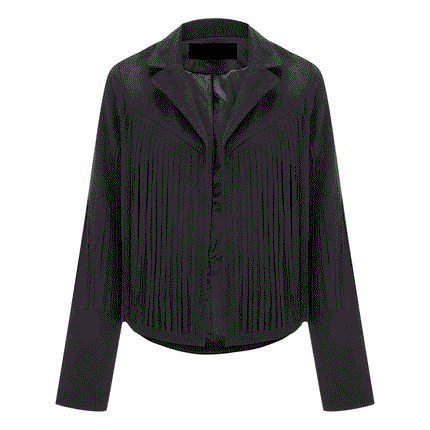 Womens Black Suede Cowgirl Fringe Leather Western Jacket