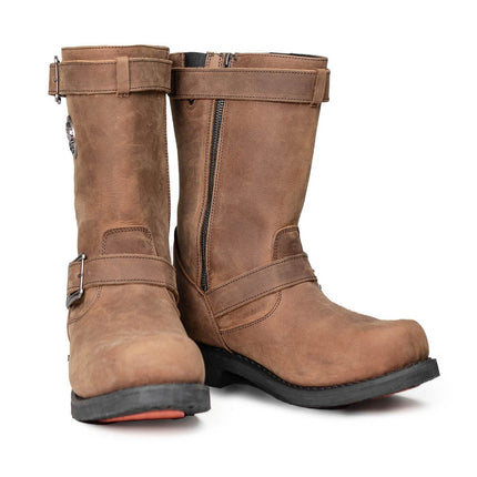ML Men's Copper Forge Crazy Horse Brown Leather Engineer Biker Boots