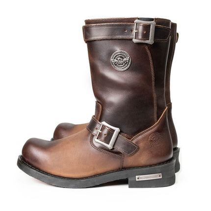 ML Men's Copper Forge Dark Brown Leather Engineer Motorcycle Boots