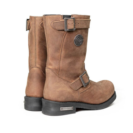 ML Men's Copper Forge Crazy Horse Brown Leather Engineer Biker Boots