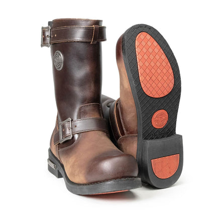 ML Men's Copper Forge Dark Brown Leather Engineer Motorcycle Boots