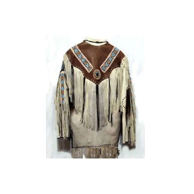 Men's Native American Fringe Leather Western Jacket