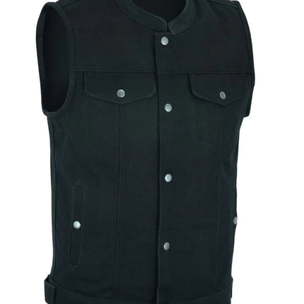 Men's Black Club Style Denim Biker Vest