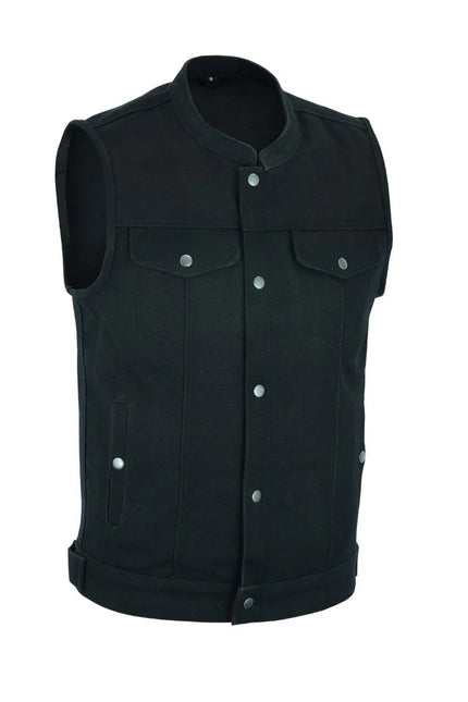 Men's Black Club Style Denim Biker Vest