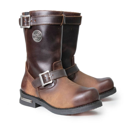 ML Men's Copper Forge Dark Brown Leather Engineer Motorcycle Boots