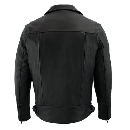 ML Men's Premium Leather Motorcycle Big Tall Jacket w/ Utility Pockets