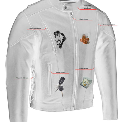 Men's Premium Vented Motorcycle Jacket – Side Laces