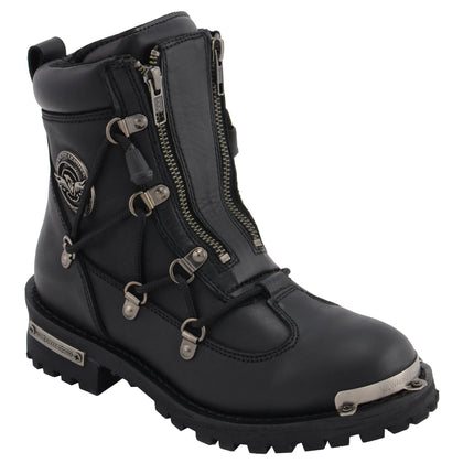 Women's Black 6" Twin Zipper Lock Motorcycle Riding Boots