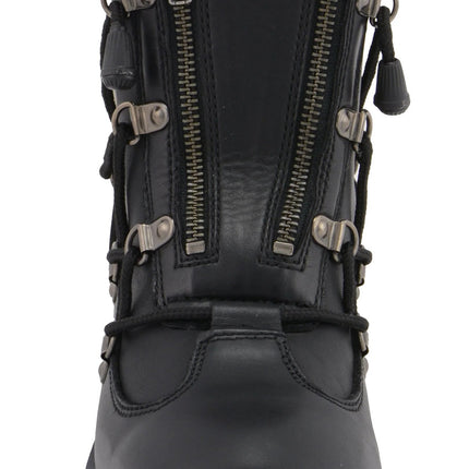 Women's Black 6" Twin Zipper Lock Motorcycle Riding Boots