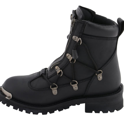 Women's Black 6" Twin Zipper Lock Motorcycle Riding Boots