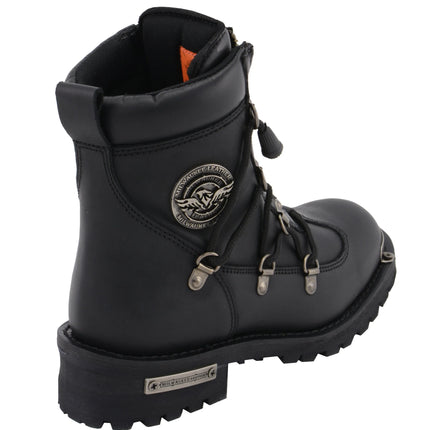 Women's Black 6" Twin Zipper Lock Motorcycle Riding Boots