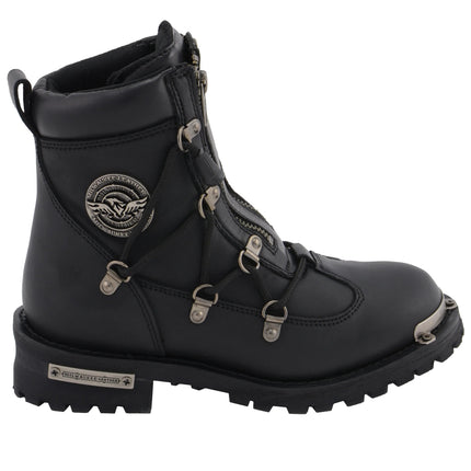 Women's Black 6" Twin Zipper Lock Motorcycle Riding Boots
