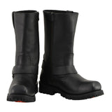 Men's 11 Inch Square Toe Black Motorcycle Harness Boots