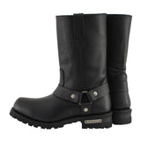 Men's 11 Inch Square Toe Black Motorcycle Harness Boots