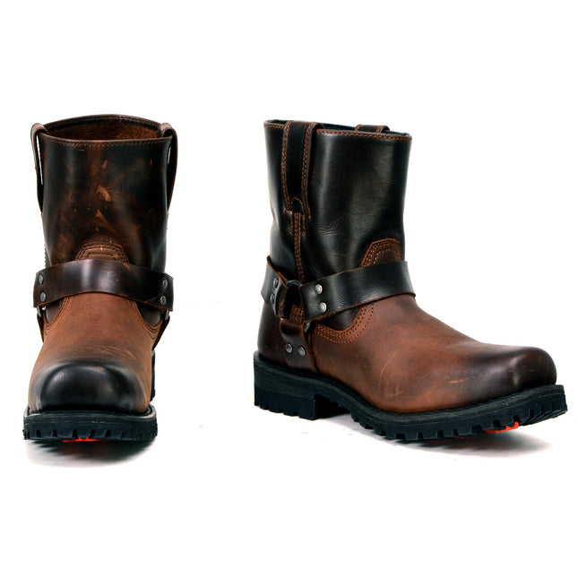 ML Full Grain Two-Tone Easy Pull-On Motorcycle Harness Boots
