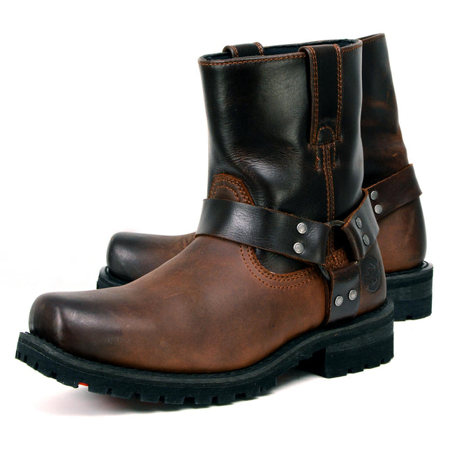 ML Full Grain Two-Tone Easy Pull-On Motorcycle Harness Boots