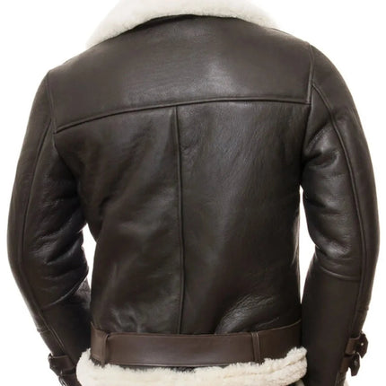 Men's Dark Brown Shearling Biker Jacket