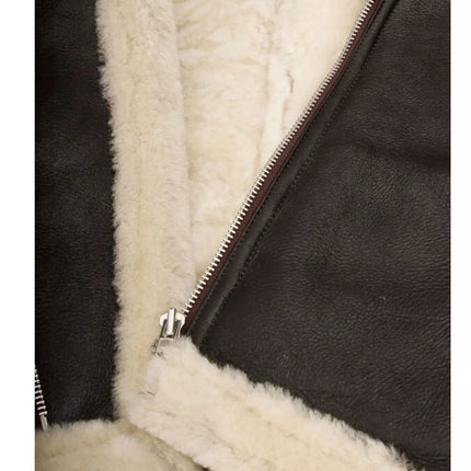 Men's Dark Brown Shearling Biker Jacket