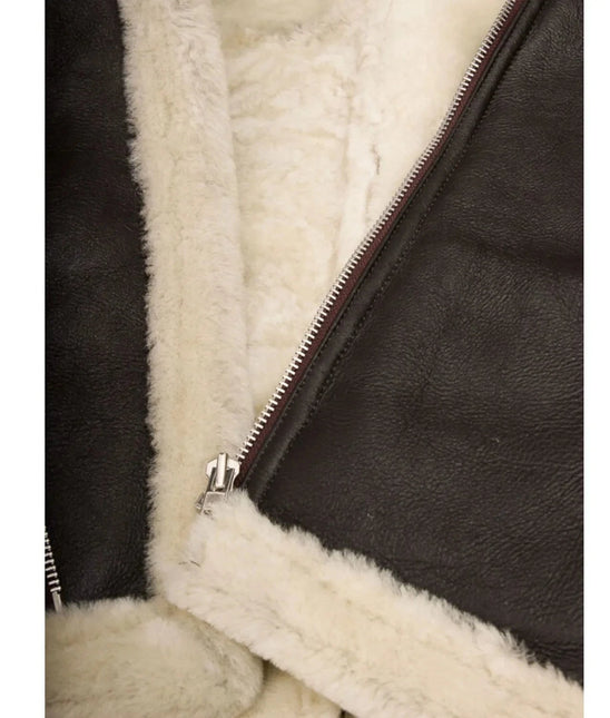 Men's Dark Brown Shearling Biker Jacket