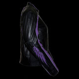 Women's Black & Purple Studded Leather Scooter Jacket
