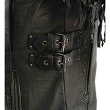 Women's Black Fringed Leather Lightweight Motorcycle Jacket