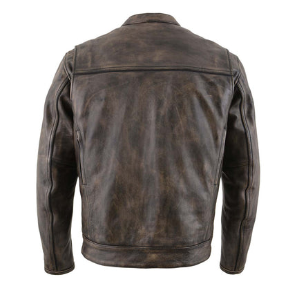 Men's Brown Distressed Leather Motorcycle Rider Jacket