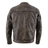 Men's Brown Distressed Leather Motorcycle Rider Jacket