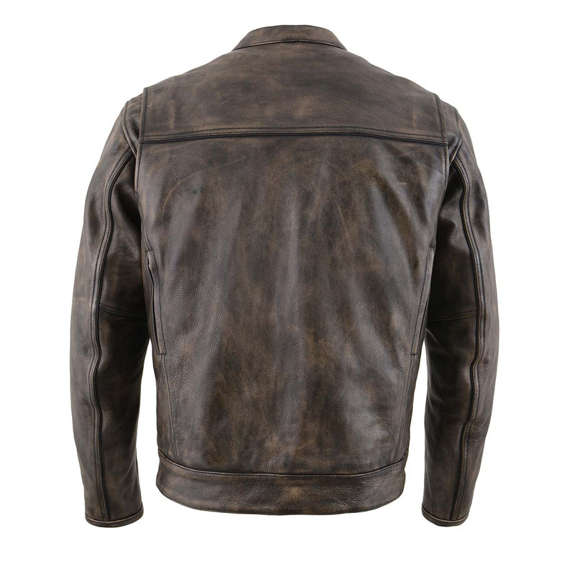 Men's Brown Distressed Leather Motorcycle Rider Jacket