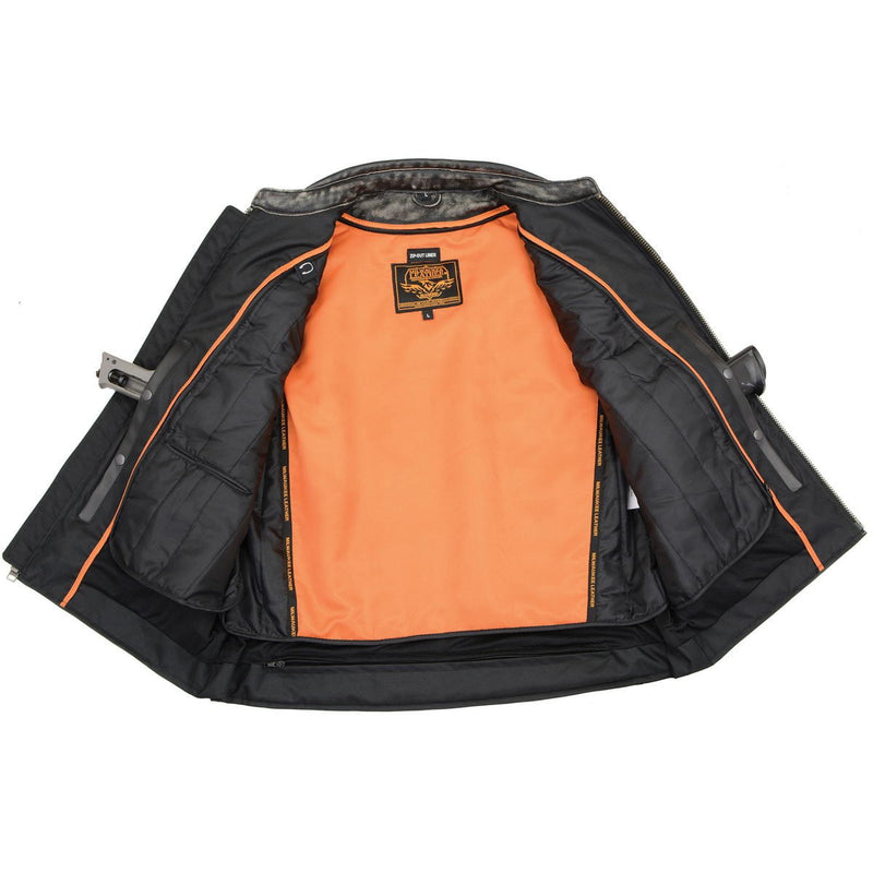 Men's 2 in 1 Distressed Leather Jacket Vest w/ Removable Sleeves