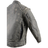 Men's 2 in 1 Distressed Leather Jacket Vest w/ Removable Sleeves
