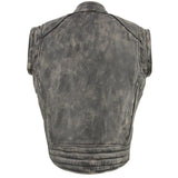 Men's 2 in 1 Distressed Leather Jacket Vest w/ Removable Sleeves
