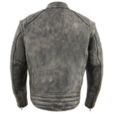 Men's 2 in 1 Distressed Leather Jacket Vest w/ Removable Sleeves