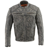 Men's 2 in 1 Distressed Leather Jacket Vest w/ Removable Sleeves