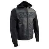 Milwaukee Leather 2 in 1 Removable Hoodie Biker Vest With Reflective Skulls