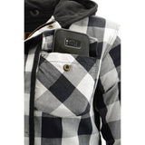 Men's Plaid Hooded Flannel Biker Shirt with Aramid Fibers & CE Approved Armor