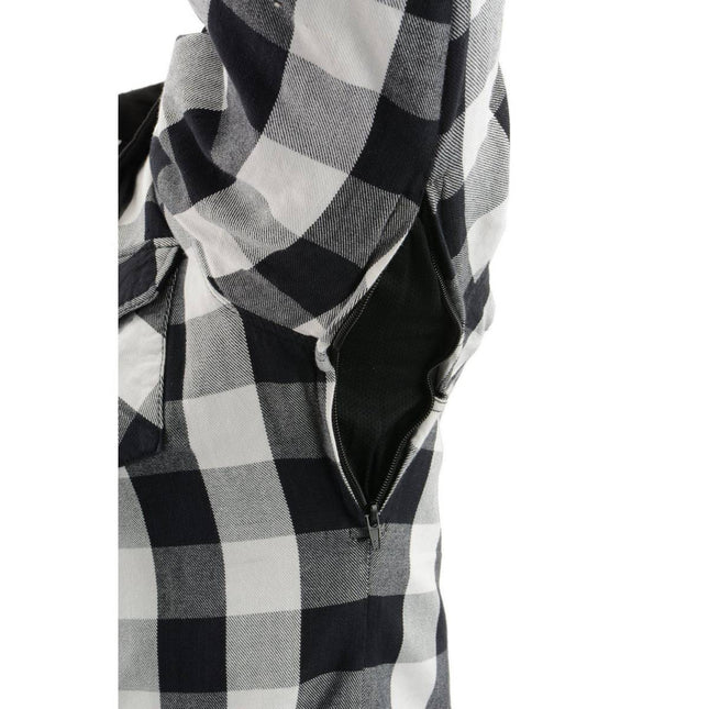 Men's Plaid Hooded Flannel Biker Shirt with Aramid Fibers & CE Approved Armor
